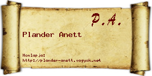 Plander Anett névjegykártya