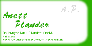 anett plander business card